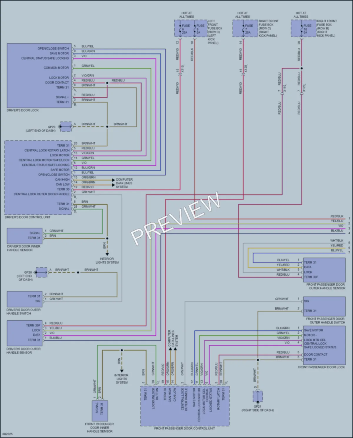 2024 Porsche 718Cayman Power Door Locks wiring diagram preview