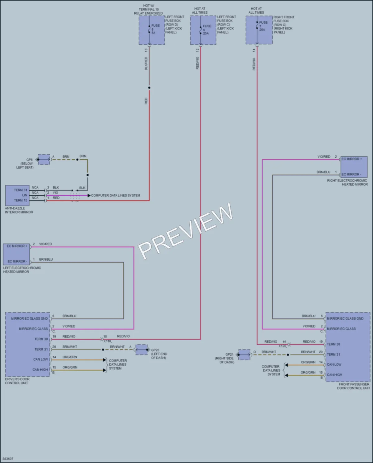 2024 Porsche 718Cayman Power Mirrors wiring diagram preview