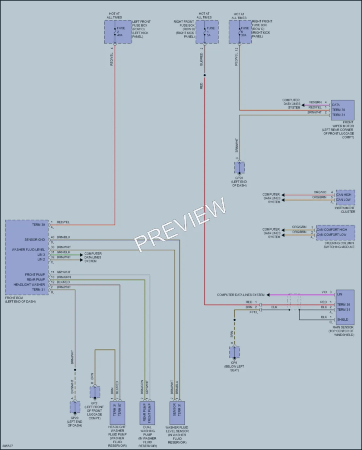 2024 Porsche 718Cayman Wiper Washer wiring diagram preview