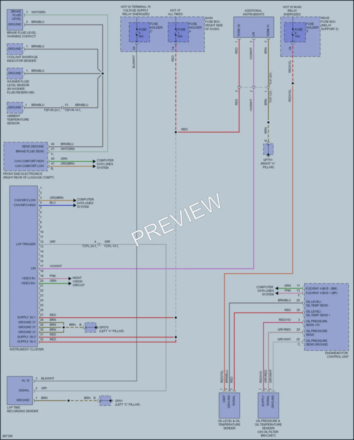 2024 Porsche 911 Instrument Cluster wiring diagram preview
