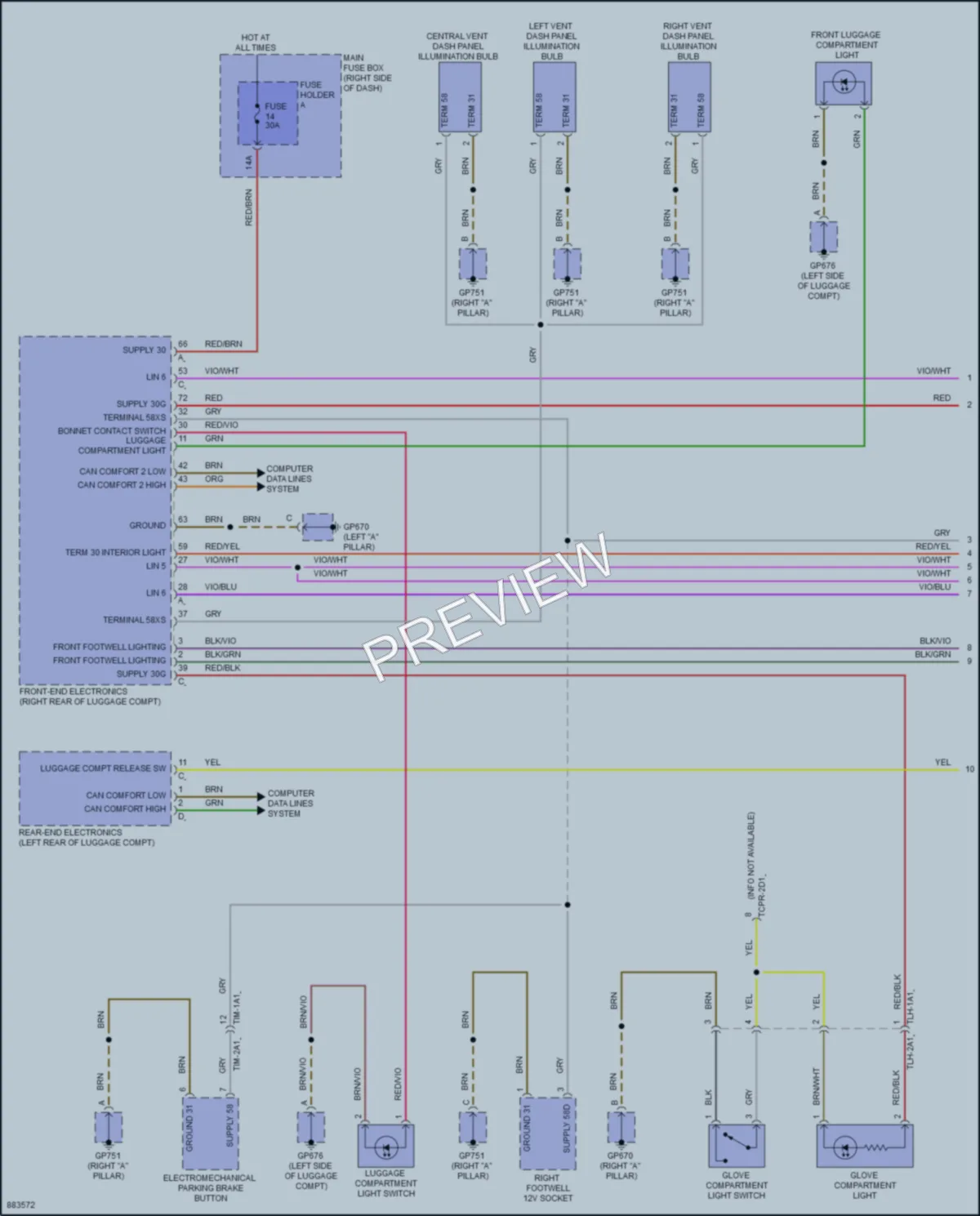 2024 Porsche 911 Interior Lights wiring diagram preview