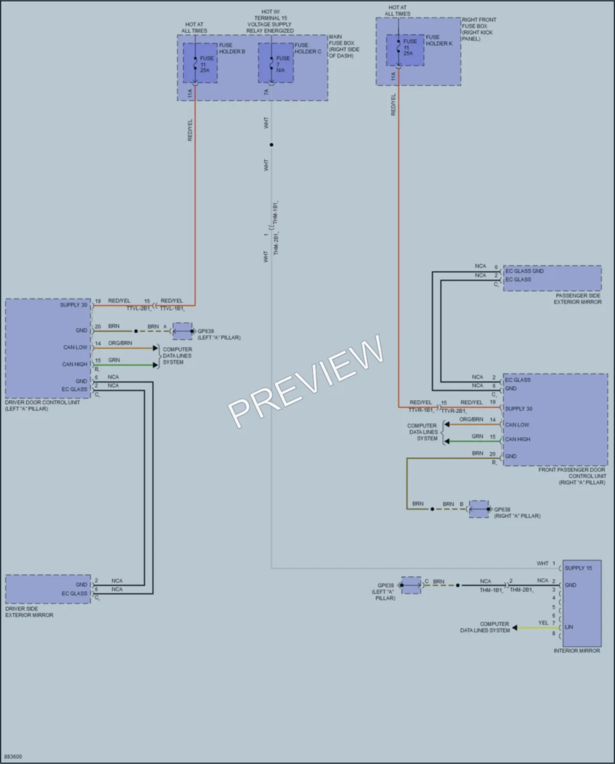 2024 Porsche 911 Power Mirrors wiring diagram preview