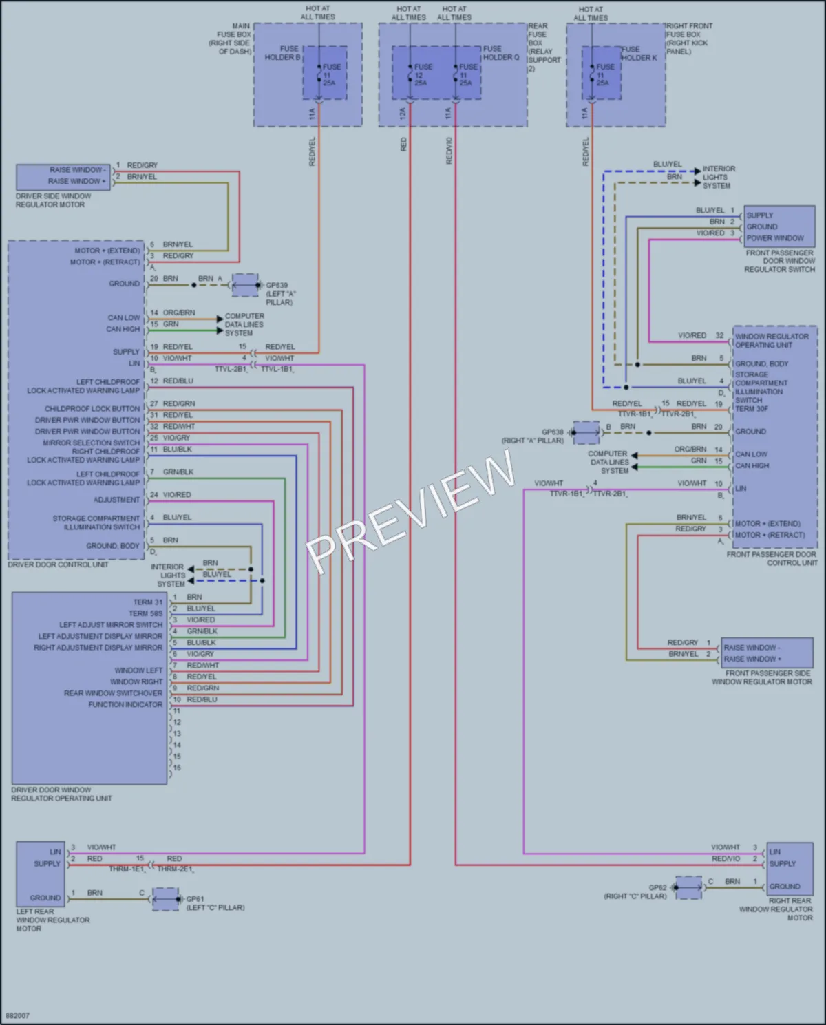2024 Porsche 911 Power Windows wiring diagram preview