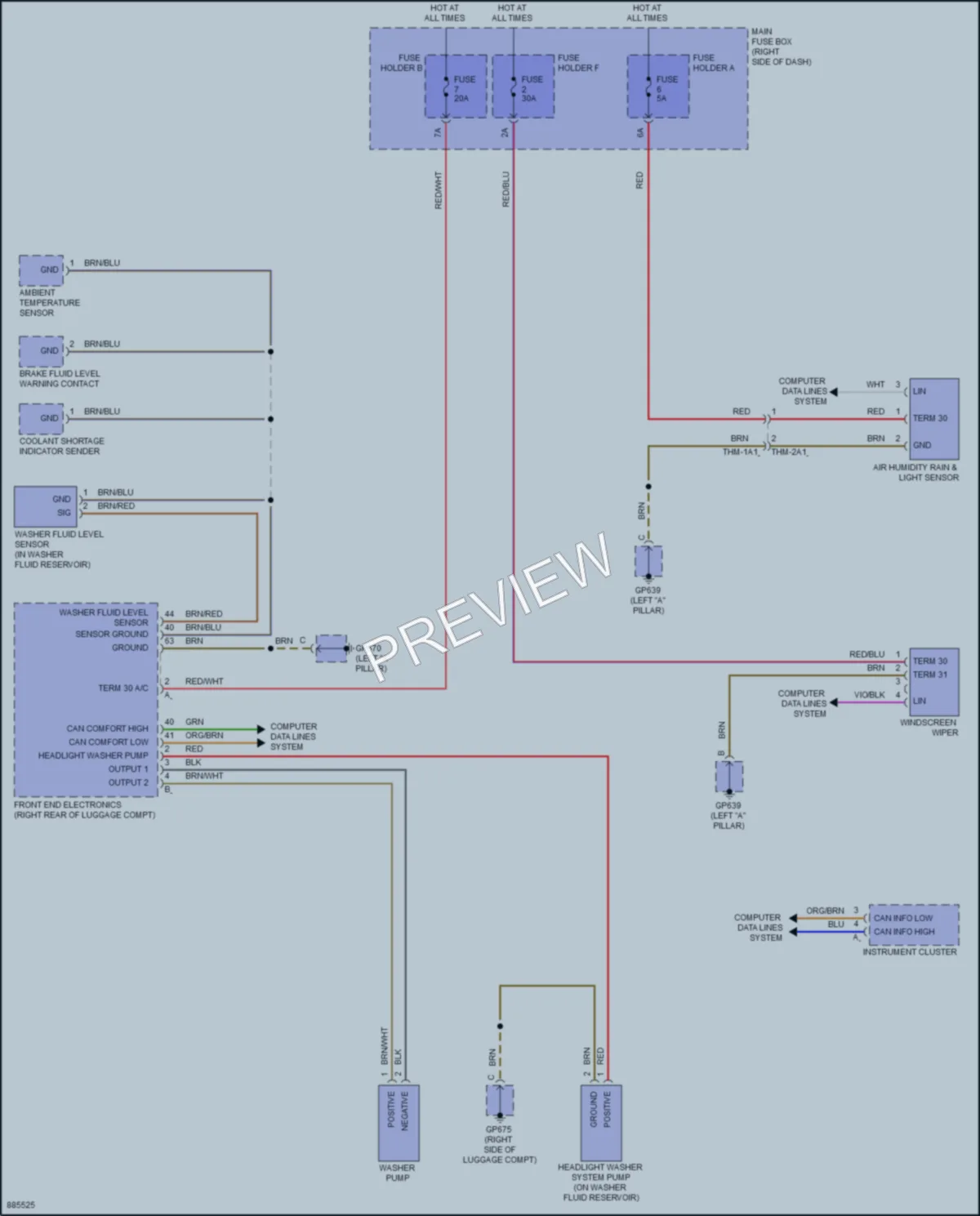 2024 Porsche 911 Wiper Washer wiring diagram preview