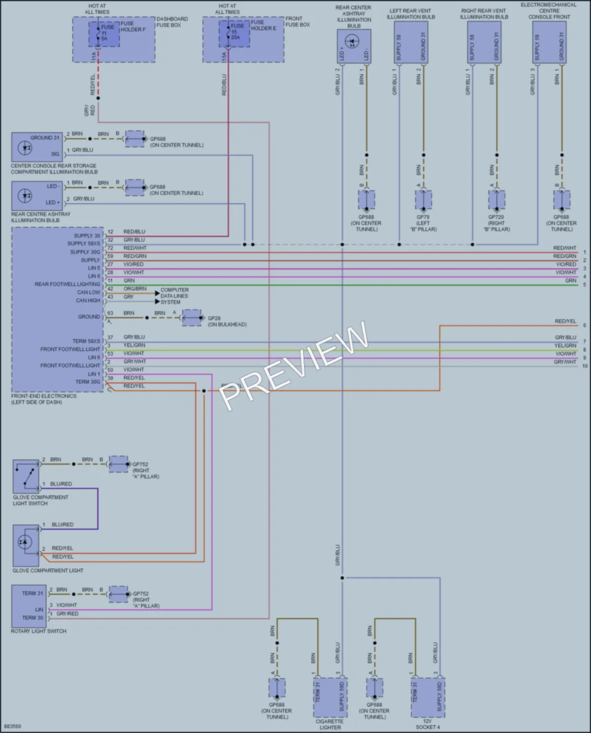2024 Porsche Cayenne Interior Lights wiring diagram preview