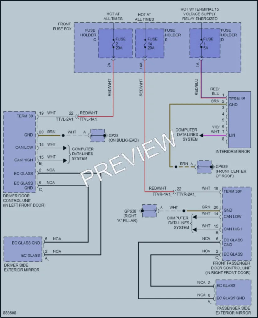 2024 Porsche Cayenne Power Mirrors wiring diagram preview