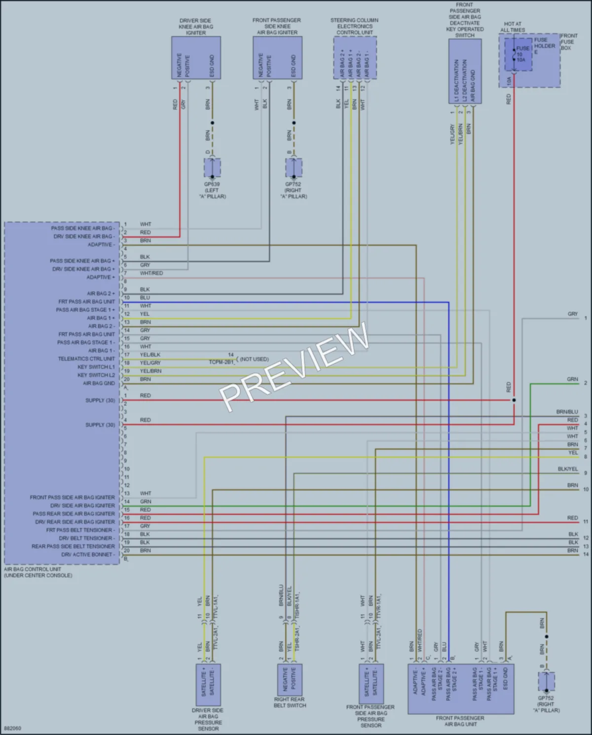 2024 Porsche Cayenne Supplemental Restraints wiring diagram preview