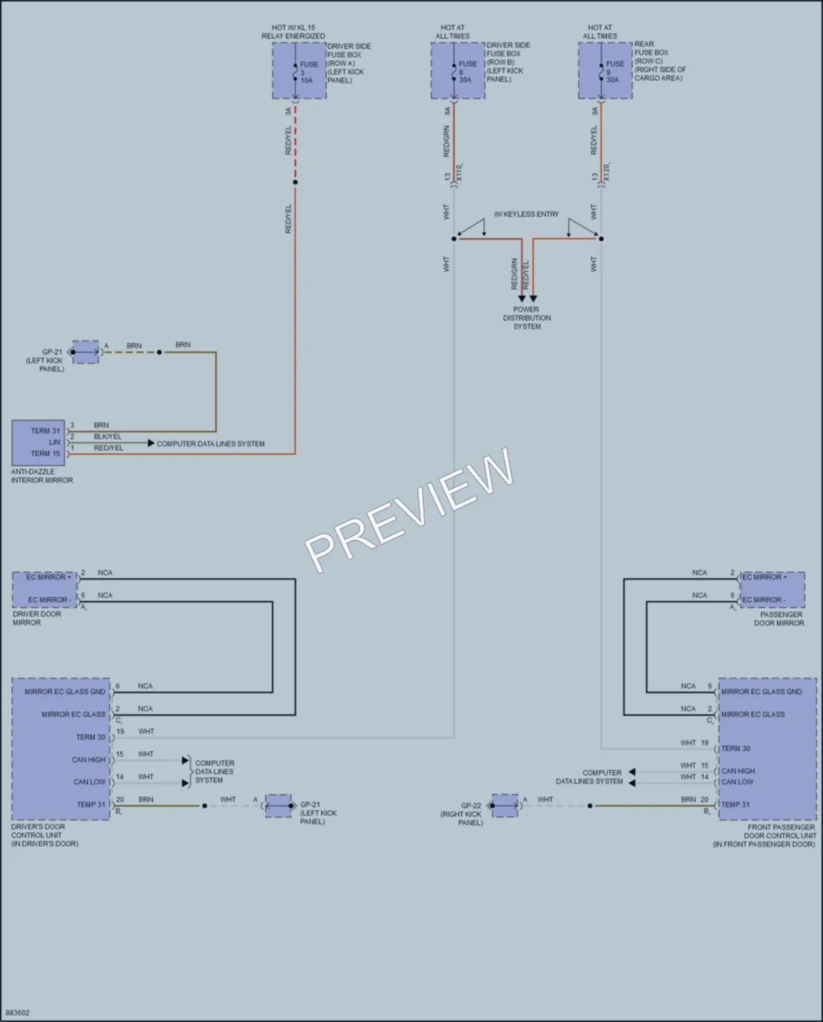 2024 Porsche Macan Power Mirrors wiring diagram preview