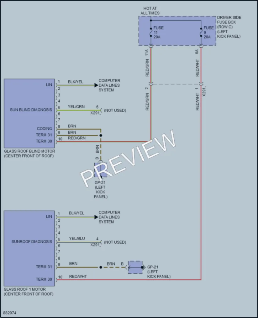 2024 Porsche Macan Power Top Sunroof wiring diagram preview
