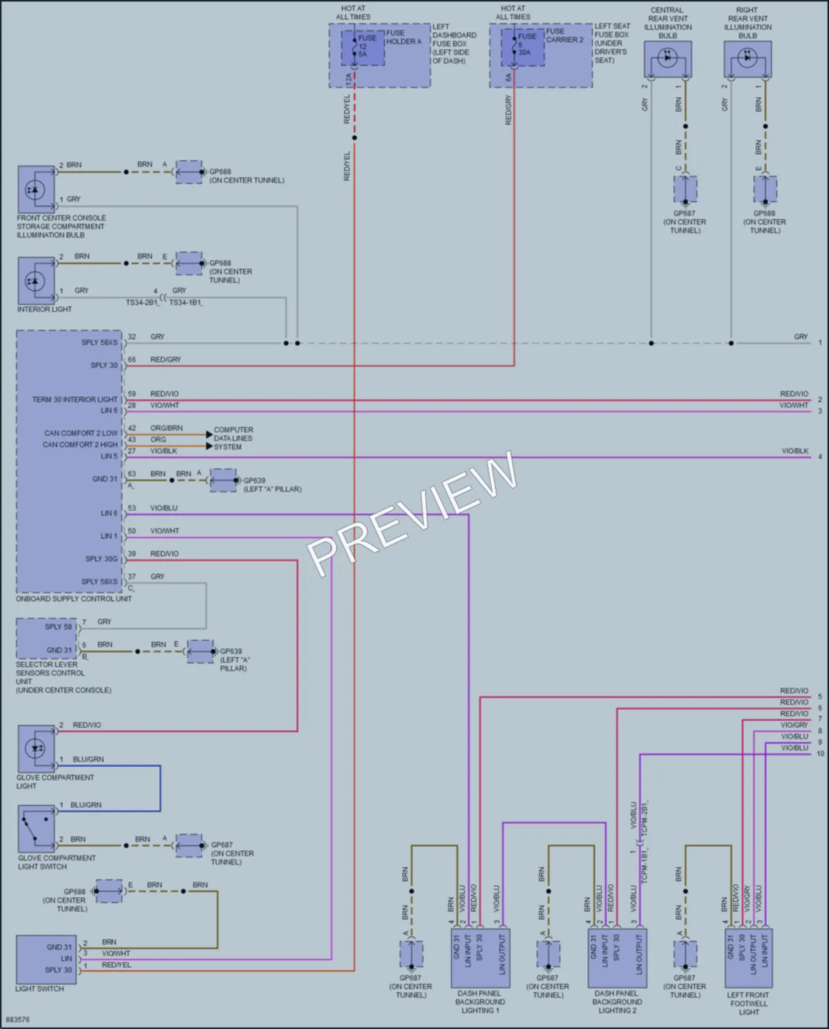 2024 Porsche Panamera Interior Lights wiring diagram preview