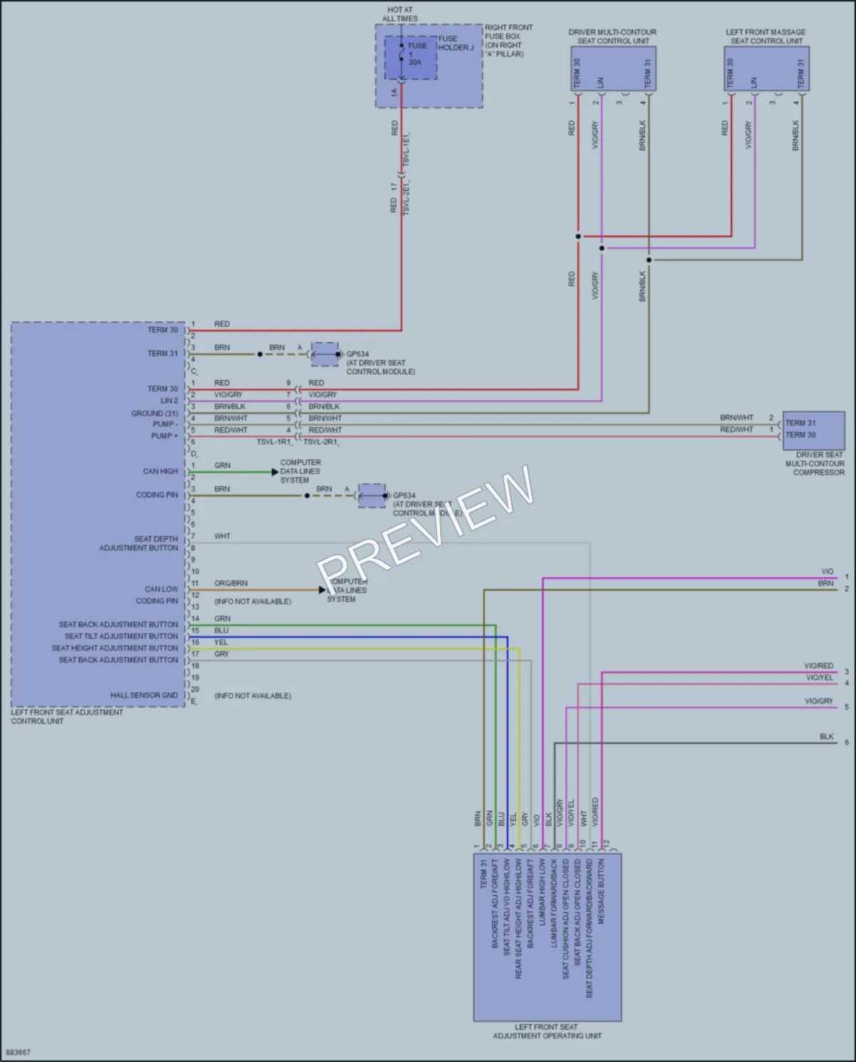2024 Porsche Panamera Memory Systems wiring diagram preview