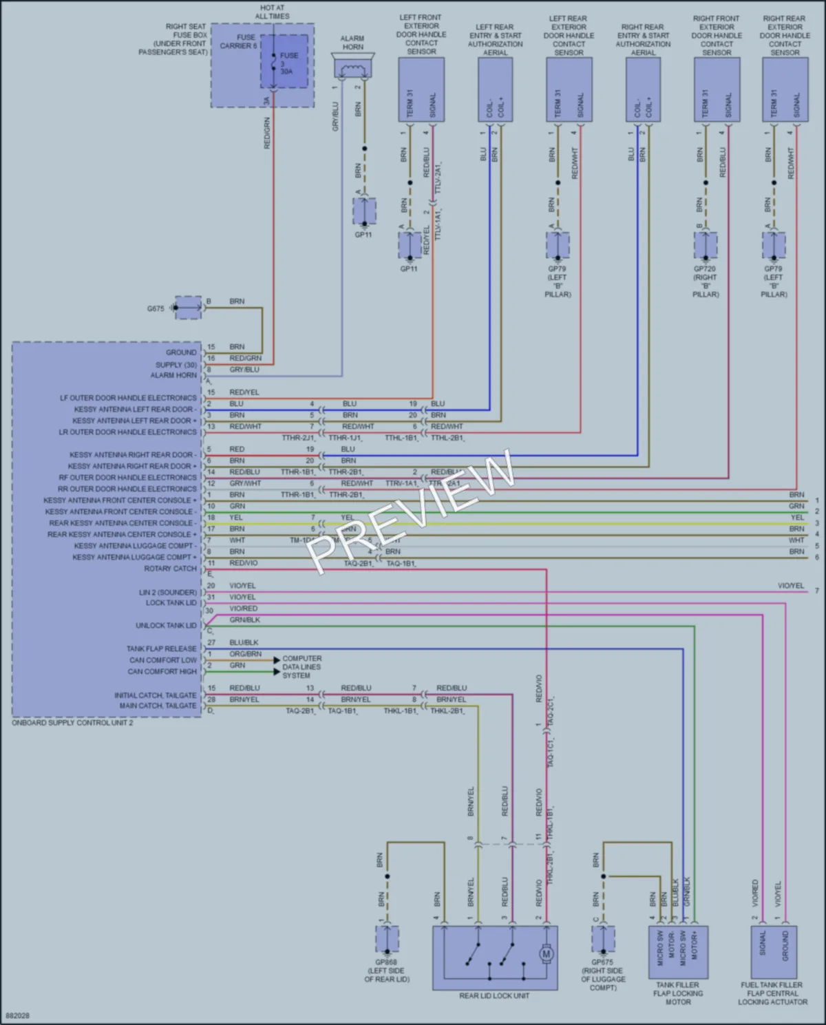 2024 Porsche Panamera Power Door Locks wiring diagram preview