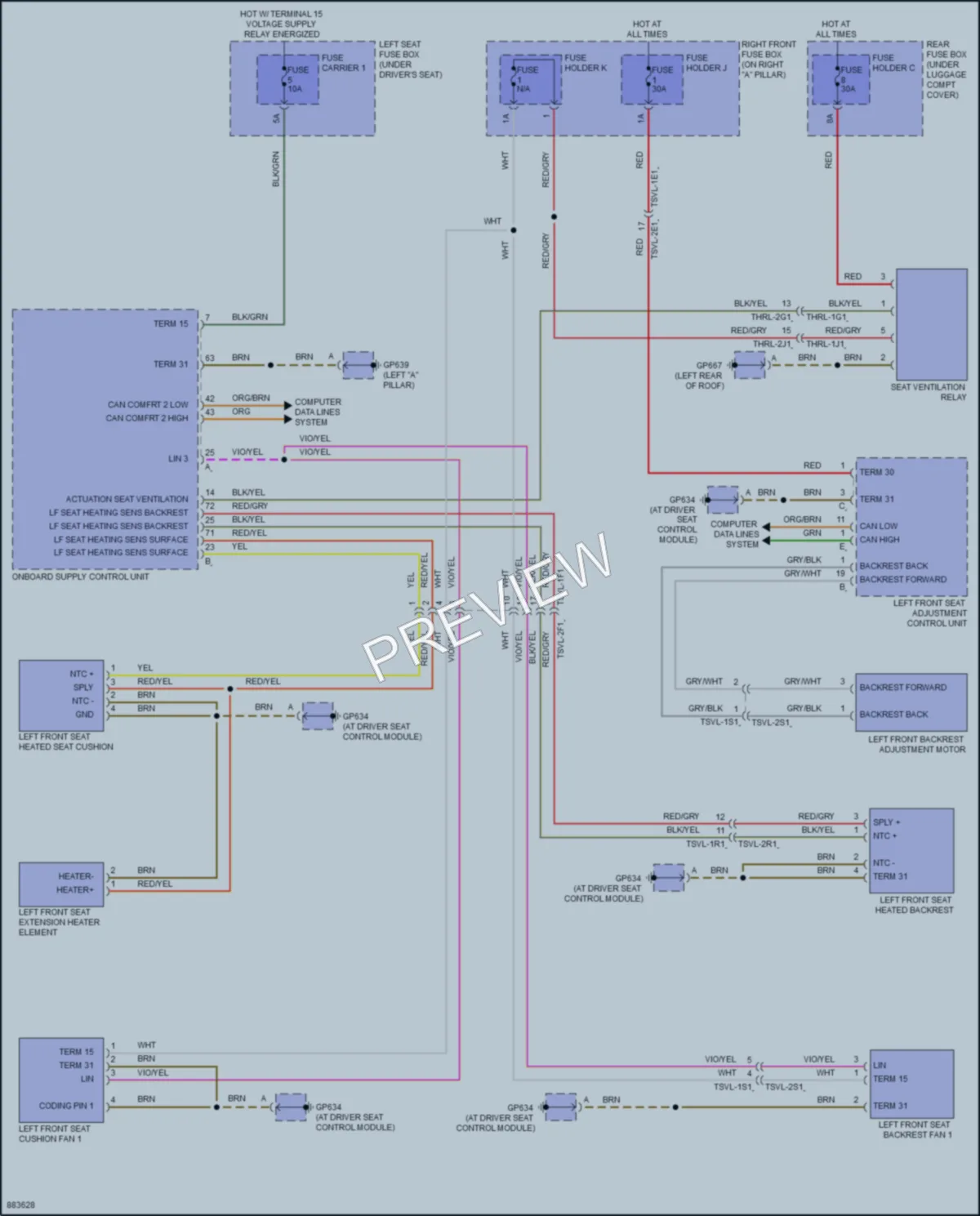 2024 Porsche Panamera Power Seats wiring diagram preview