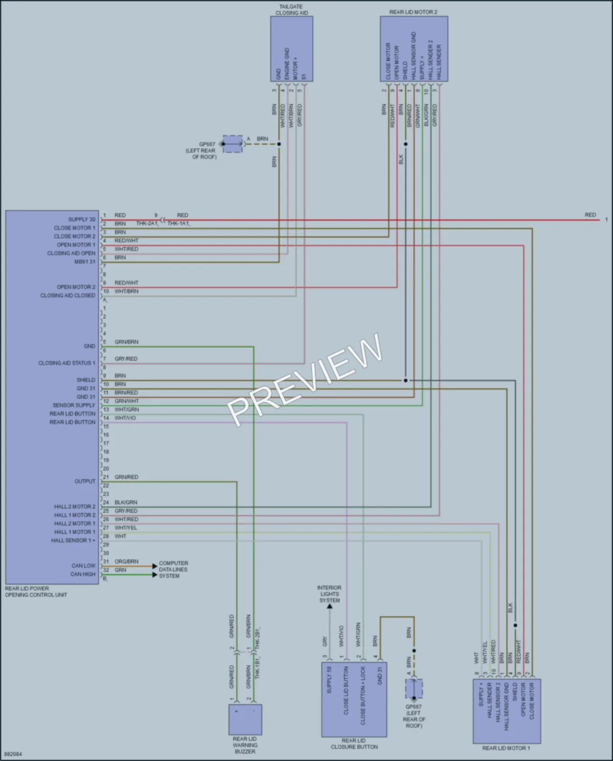 2024 Porsche Panamera Trunk Tailgate Fuel Door wiring diagram preview