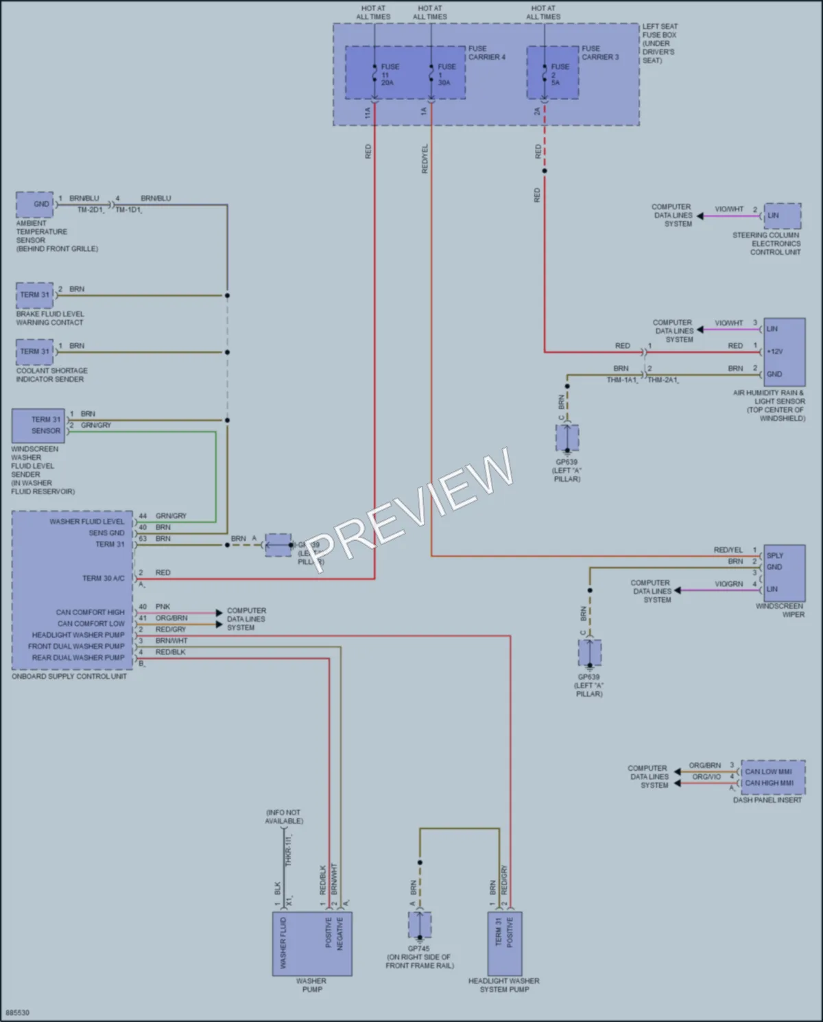 2024 Porsche Panamera Wiper Washer wiring diagram preview