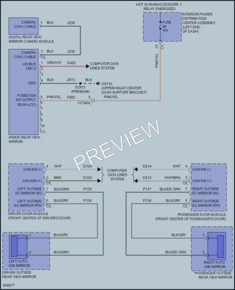 2024 Ram 1500 Power Mirrors wiring diagram preview