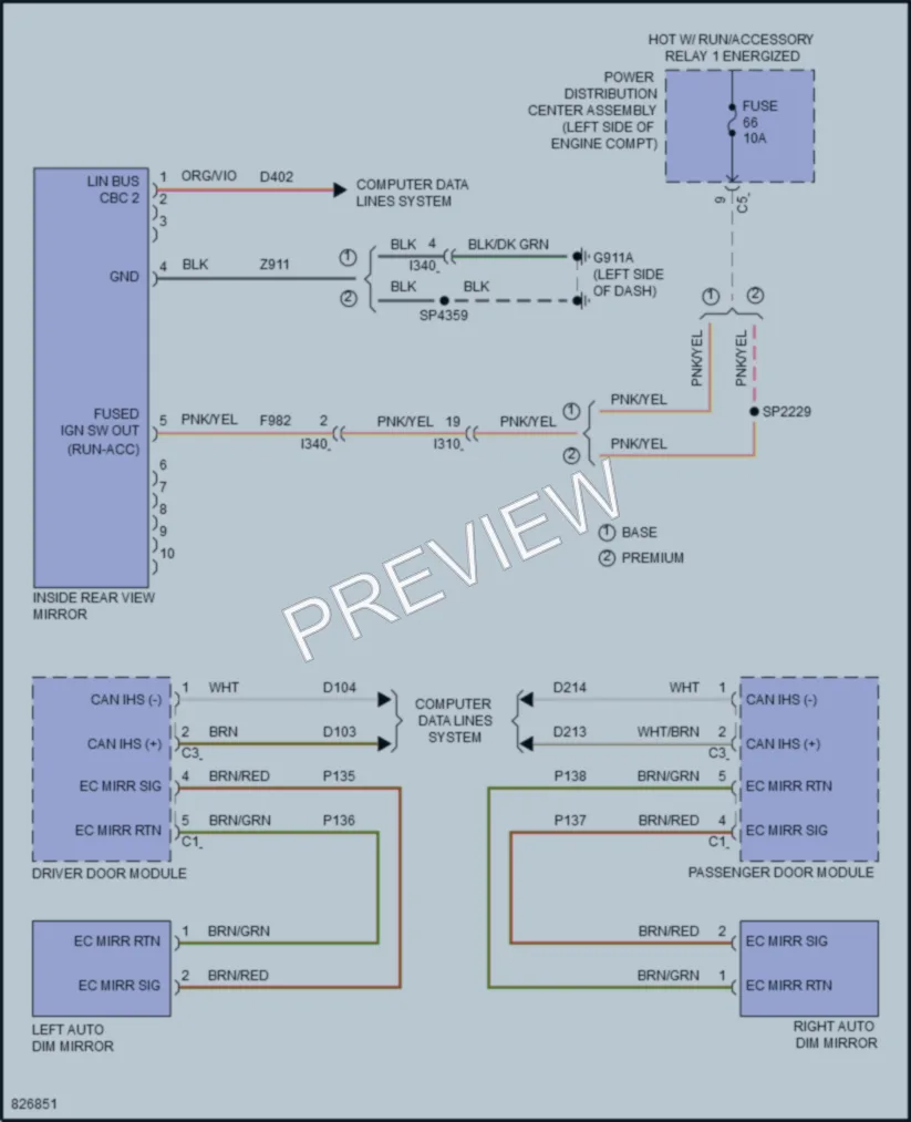 2024 Ram 1500Classic Power Mirrors wiring diagram preview