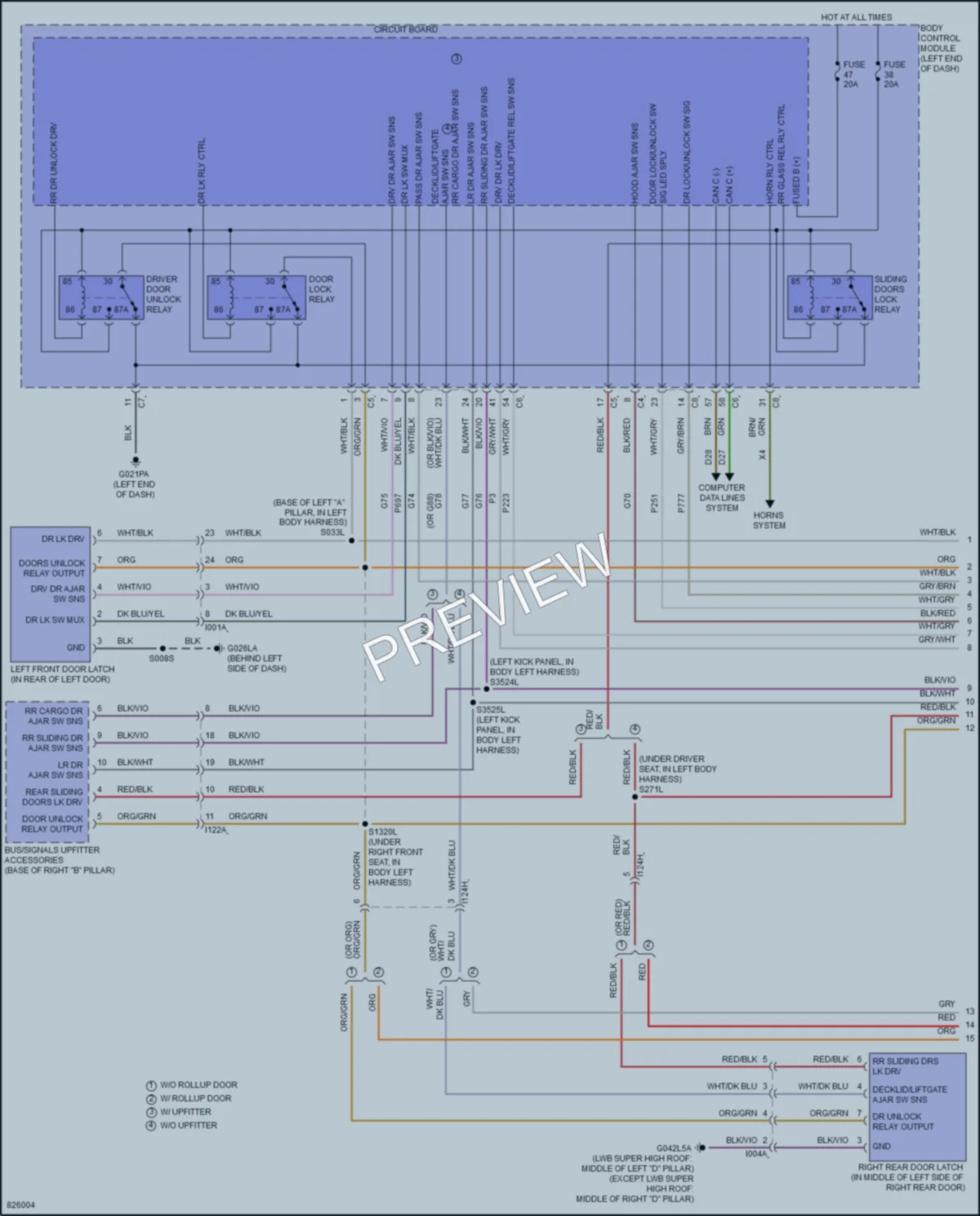 2024 Ram 2500ProMaster Power Door Locks wiring diagram preview