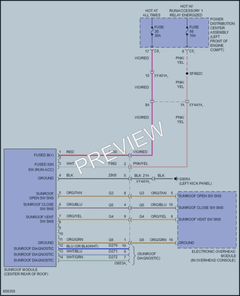 2024 Ram 3500 Power Top Sunroof wiring diagram preview