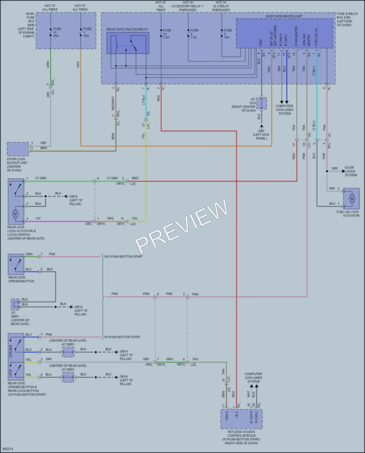 2024 Subaru Crosstrek Trunk Tailgate Fuel Door wiring diagram preview