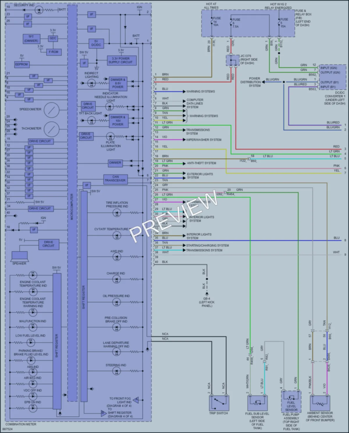 2024 Subaru Forester Instrument Cluster wiring diagram preview