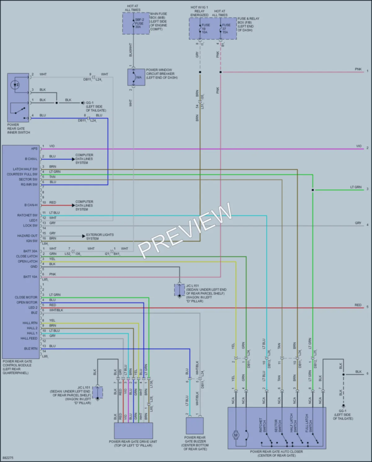 2024 Subaru Legacy Trunk Tailgate Fuel Door wiring diagram preview