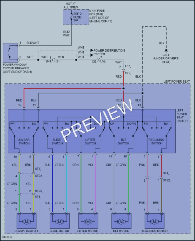2024 Subaru Outback Power Seats wiring diagram preview
