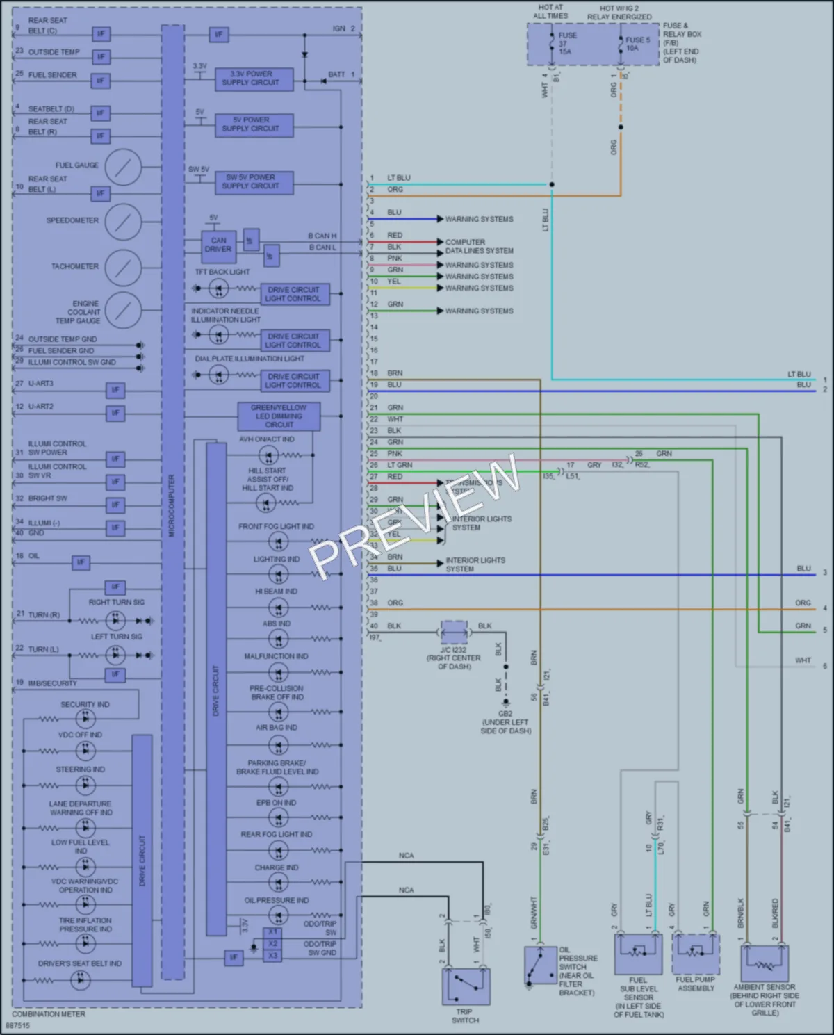 2024 Subaru WRX Instrument Cluster wiring diagram preview
