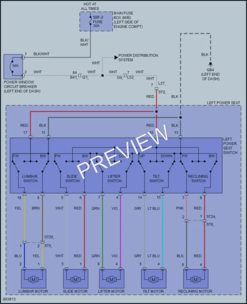 2024 Subaru WRX Power Seats wiring diagram preview