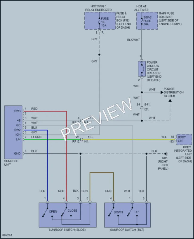 2024 Subaru WRX Power Top Sunroof wiring diagram preview