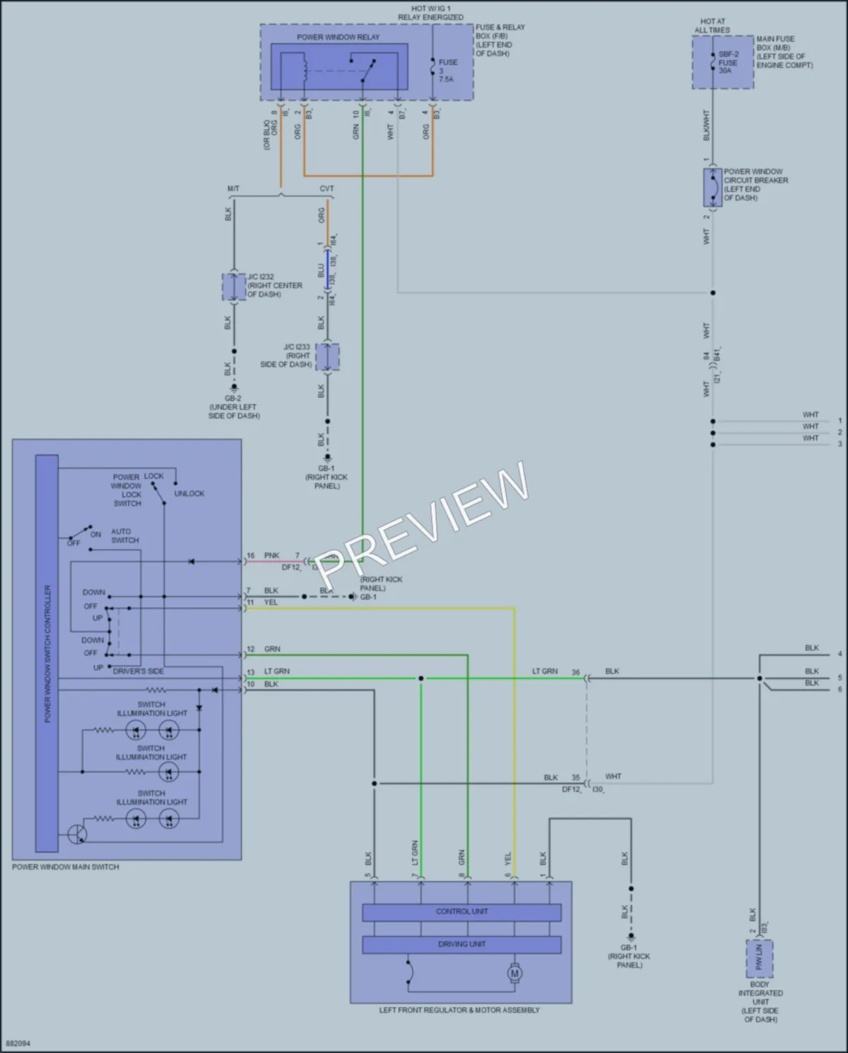 2024 Subaru WRX Power Windows wiring diagram preview