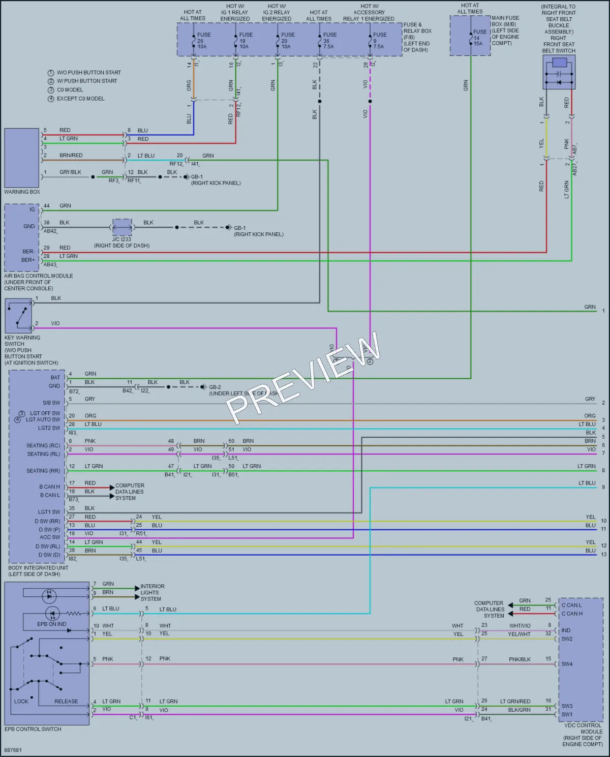 2024 Subaru WRX Warning Systems wiring diagram preview