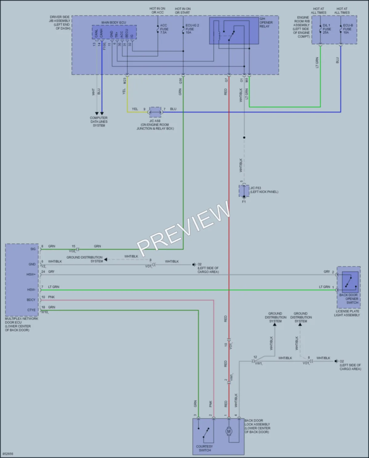 2024 Toyota 4Runner Trunk Tailgate Fuel Door wiring diagram preview