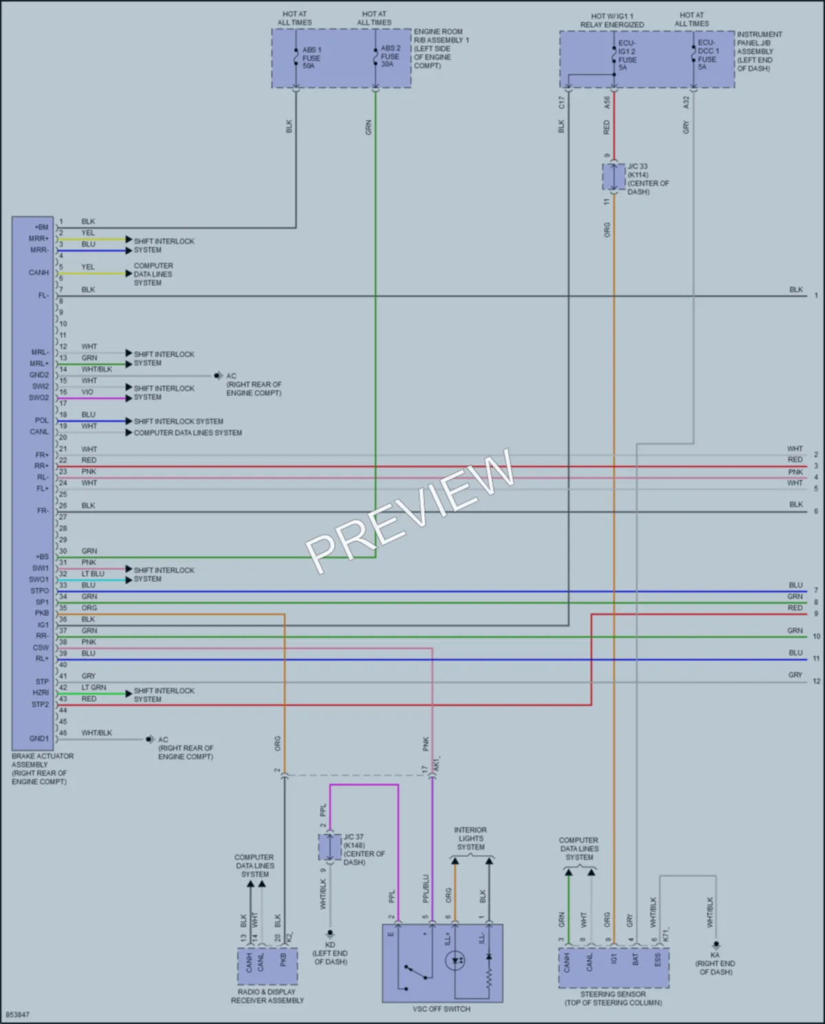 2024 Toyota Camry Anti Lock Brakes wiring diagram preview