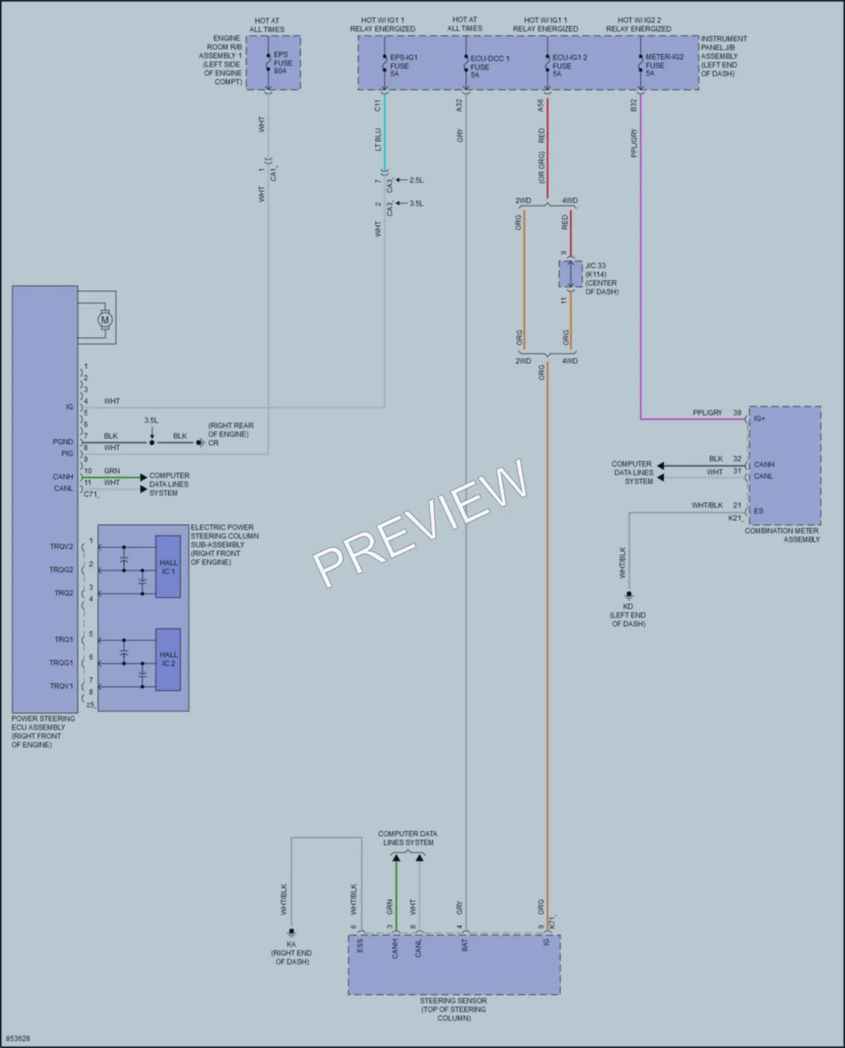 2024 Toyota Camry Electronic Power Steering wiring diagram preview