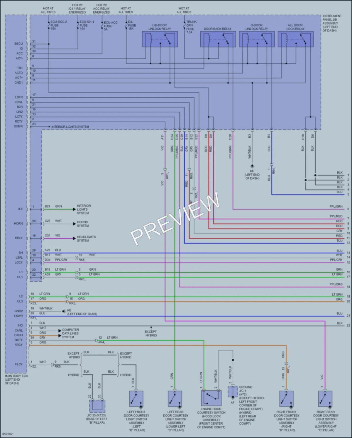 2024 Toyota Camry Power Door Locks wiring diagram preview