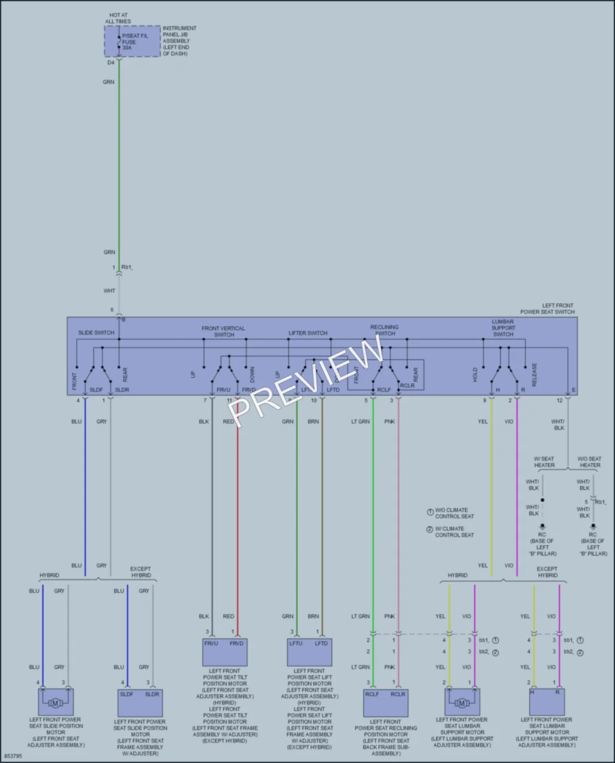 2024 Toyota Camry Power Seats wiring diagram preview