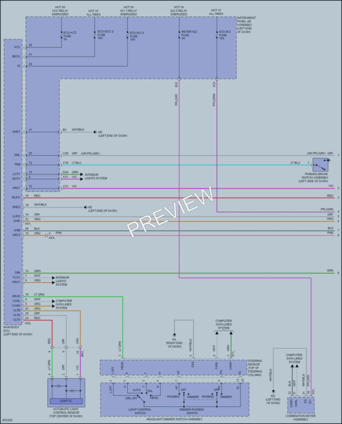 2024 Toyota CamryHybrid Headlights wiring diagram preview