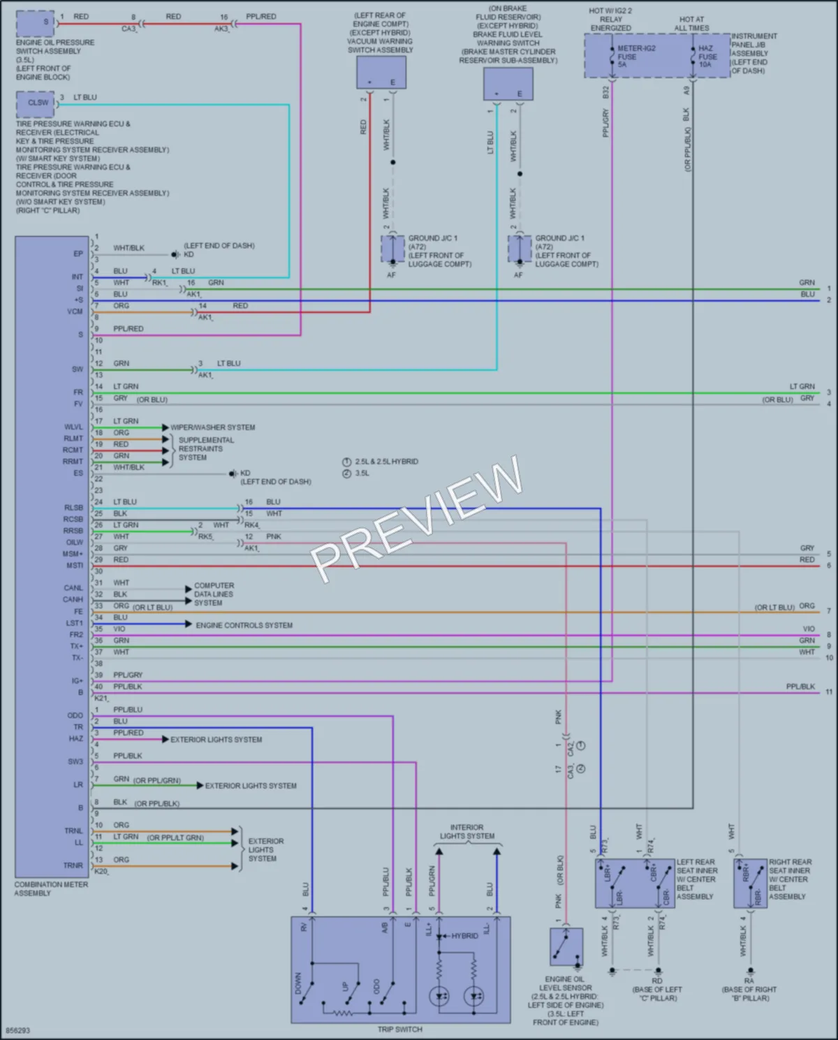 2024 Toyota CamryHybrid Instrument Cluster wiring diagram preview