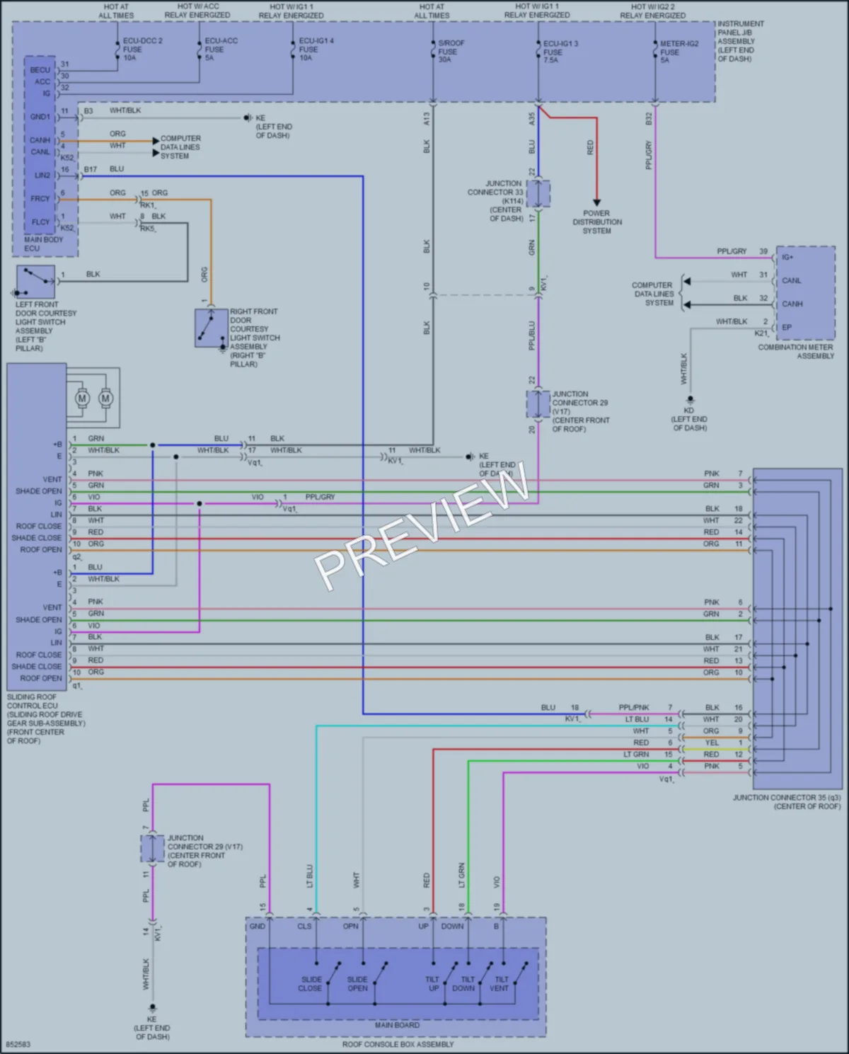 2024 Toyota CamryHybrid Power Top Sunroof wiring diagram preview