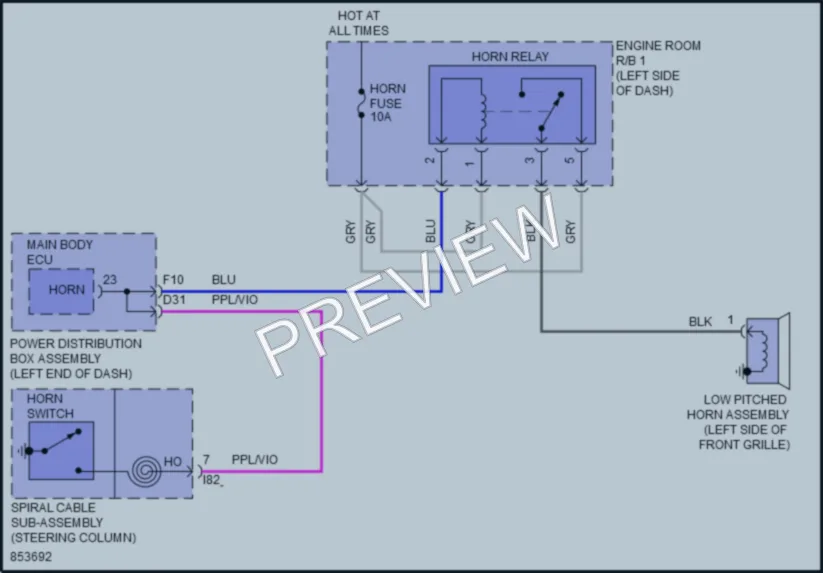 2024 Toyota Corolla Horn wiring diagram preview