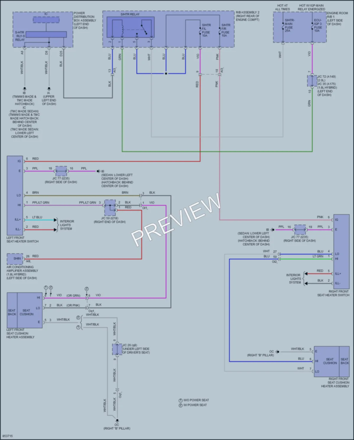 2024 Toyota Corolla Power Seats wiring diagram preview
