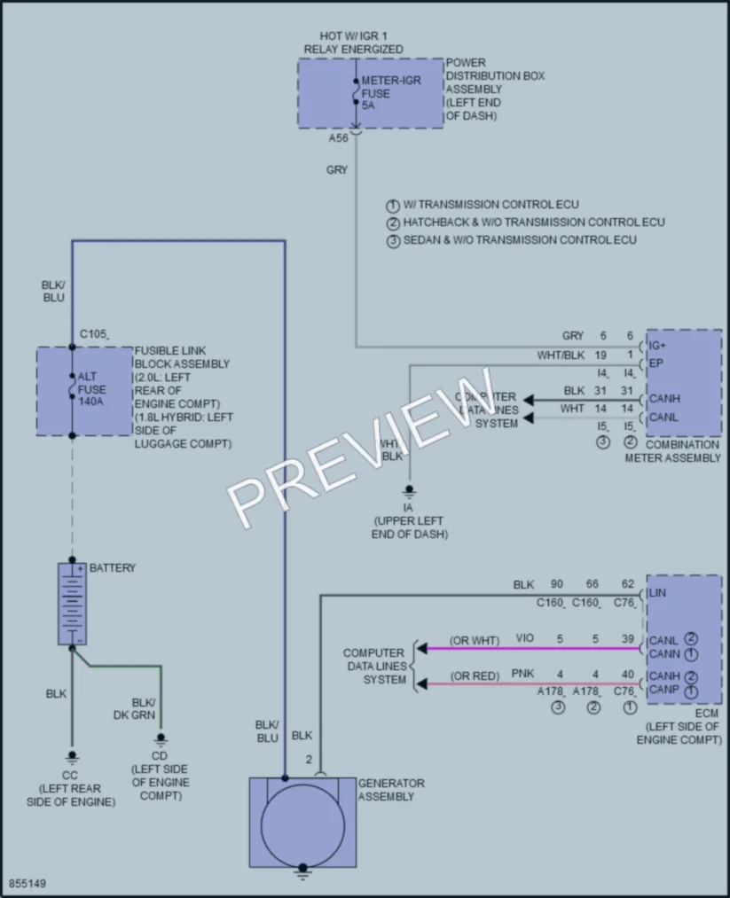 2024 Toyota Corolla Starting Charging wiring diagram preview