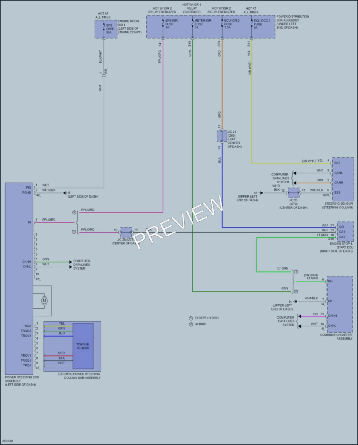 2024 Toyota CorollaCross Electronic Power Steering wiring diagram preview