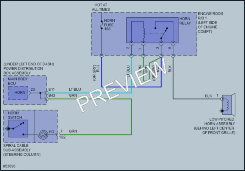 2024 Toyota CorollaCross Horn wiring diagram preview
