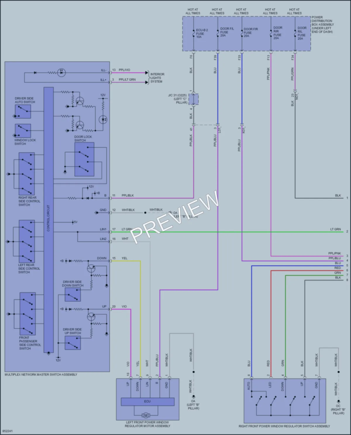 2024 Toyota CorollaCross Power Windows wiring diagram preview