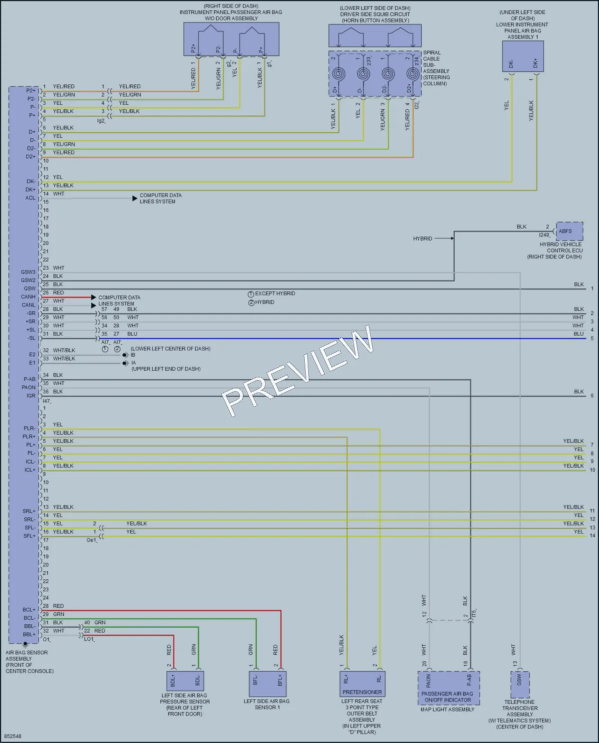 2024 Toyota CorollaCross Supplemental Restraints wiring diagram preview