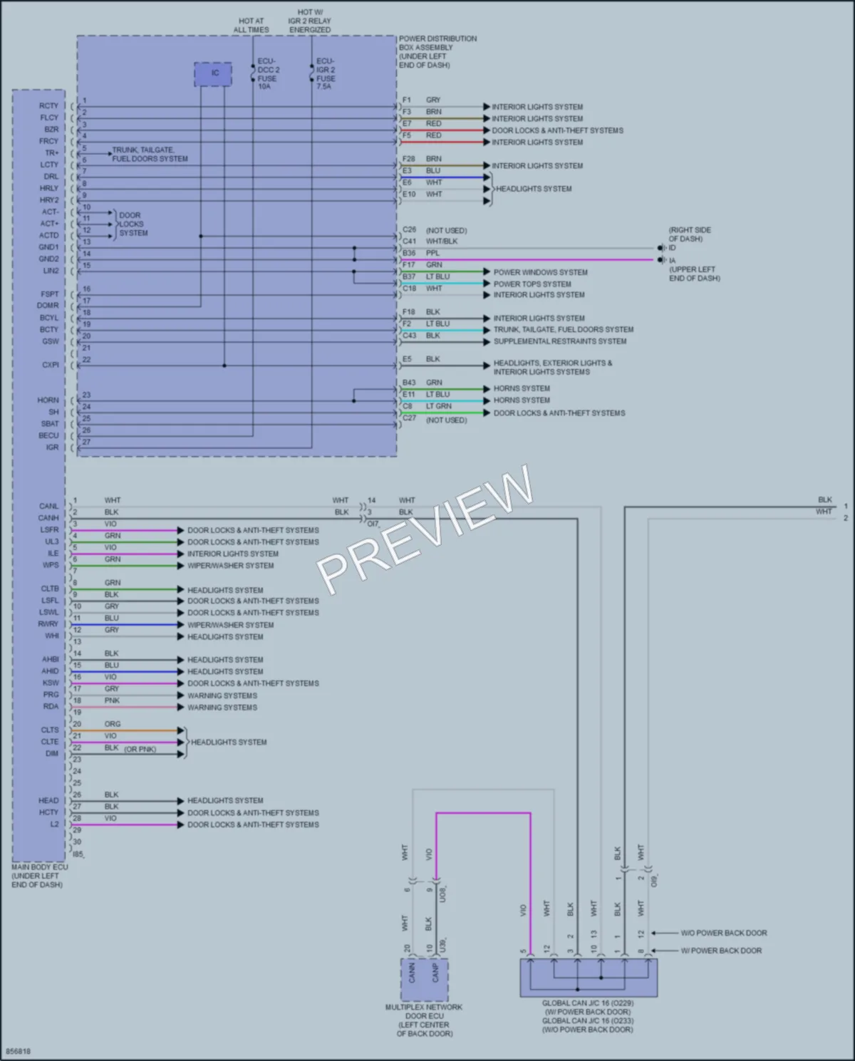 2024 Toyota CorollaCrossHybrid Body Control Modules wiring diagram preview