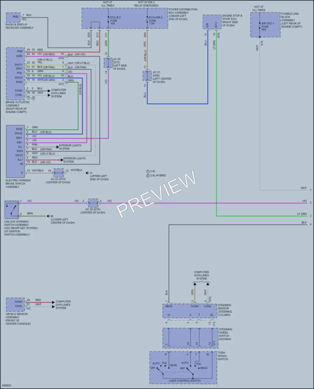 2024 Toyota CorollaCrossHybrid Warning Systems wiring diagram preview