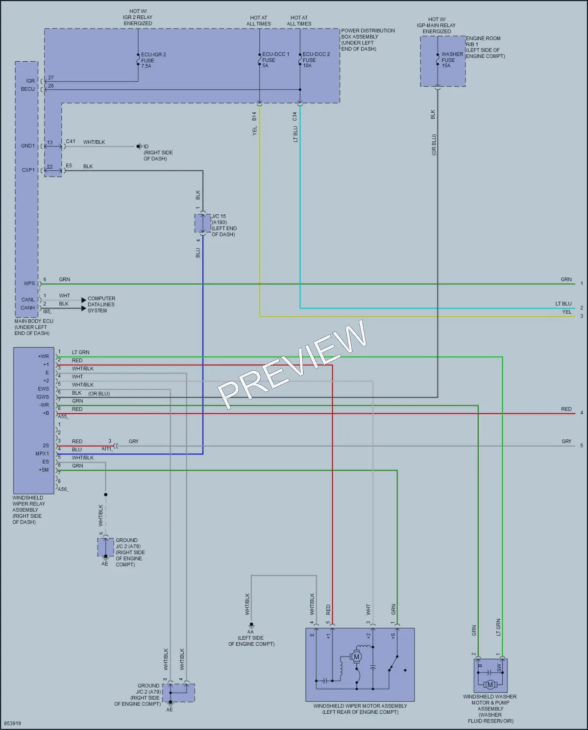 2024 Toyota CorollaCrossHybrid Wiper Washer wiring diagram preview